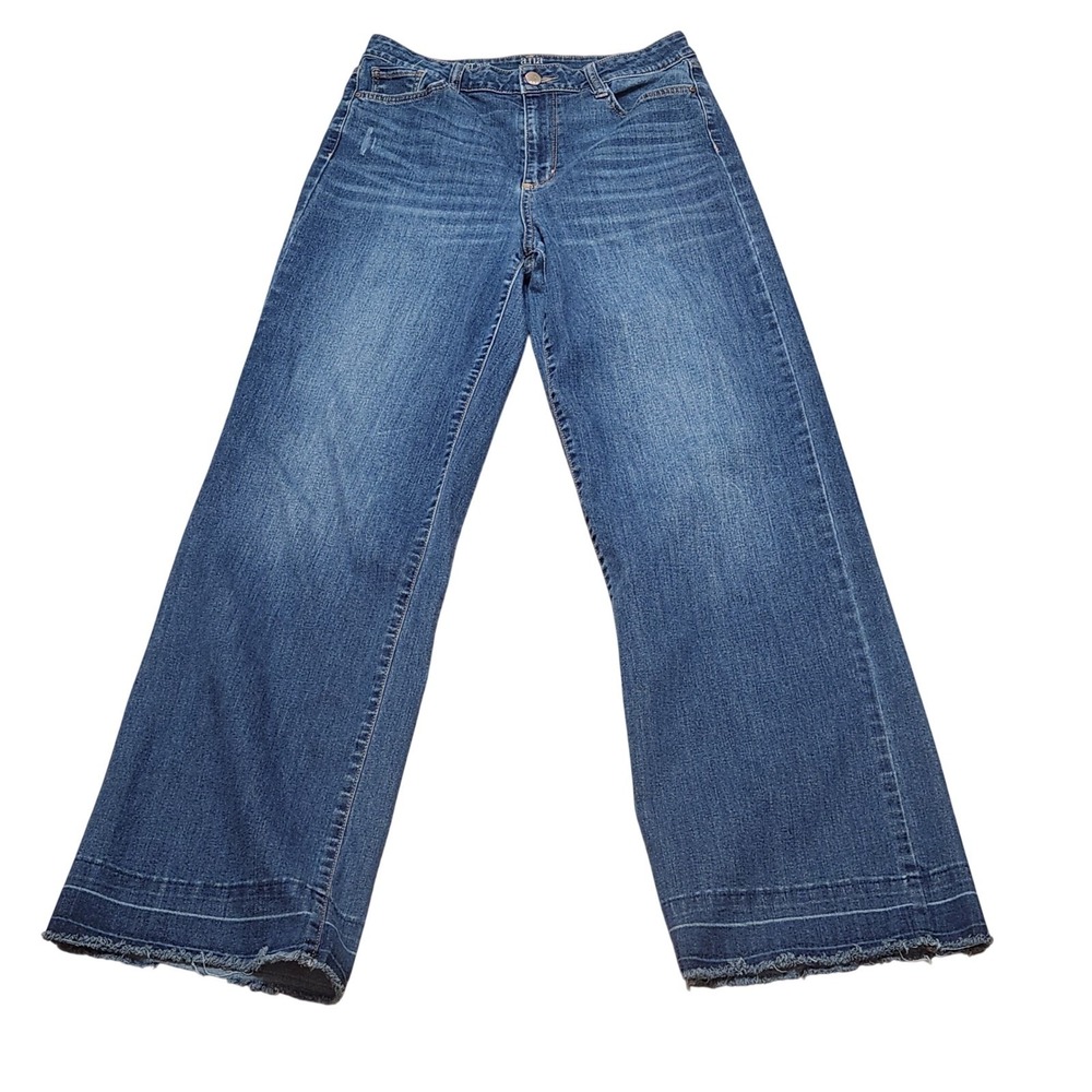 a.n.a.‎ A New Approach Size 6T Wide Leg Jeans Distressed Frayed Hem Blue Trendy